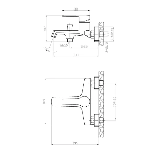 Invena FIRA kádcsaptelep, fali, zuhanyszett nélkül, fekete, waterplating bevonat