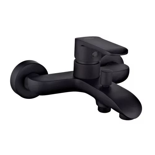 Invena SIROS BLACK kádcsaptelep, fali, zuhanyszett nélkül, fekete, waterplating bevonat