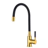 Invena GLAMOUR konyhai csaptelep, álló, flexibilis kifolyócsővel, fekete-arany, PVD/Waterplating