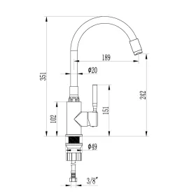   Invena GLAMOUR konyhai csaptelep, álló, flexibilis kifolyócsővel, fekete-arany, PVD/Waterplating