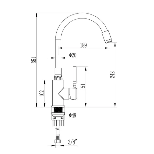 Invena GLAMOUR konyhai csaptelep, álló, flexibilis kifolyócsővel, fekete-arany, PVD/Waterplating
