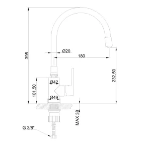   Invena MAGIC konyhai csaptelep, álló, flexibilis kifolyócsővel, fekete-rózsa arany, PVD/Waterpl