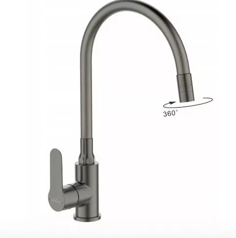 Invena KSANTI SLIM 2F konyhai csaptelep, álló, flexibilis kifolyócsővel, 2 funkciós fejjel, GRAFITSZÜRKE