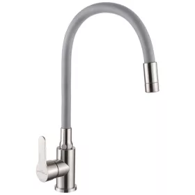   Invena KSANTI SLIM 2F konyhai csaptelep, álló, flexibilis kifolyócsővel, 2 funkciós fejjel, FEHÉR-INOX