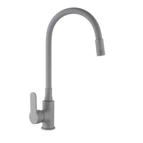   Invena KSANTI SLIM 2F konyhai csaptelep, álló, flexibilis kifolyócsővel, 2 funkciós fejjel, SZÜRKE-INOX