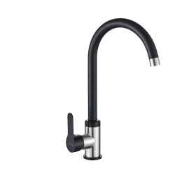   Invena TREND INOX konyhai csaptelep, álló, forgatható kifolyóval, fekete-króm