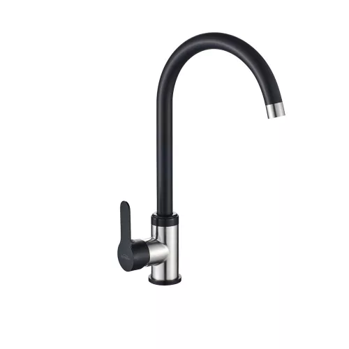 Invena TREND INOX konyhai csaptelep, álló, forgatható kifolyóval, fekete-króm