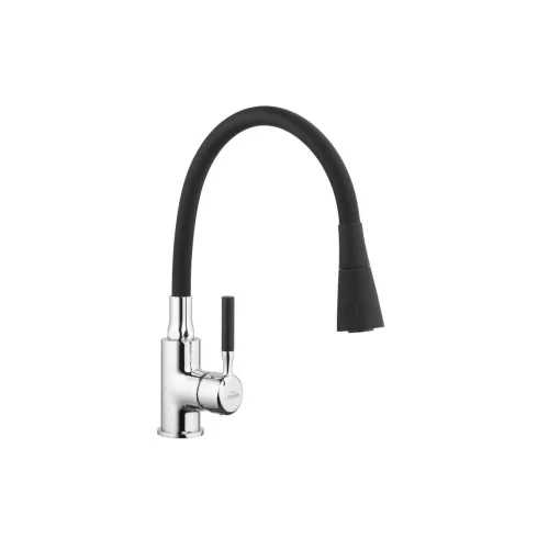 Invena HULA konyhai csaptelep, álló, flexibilis kifolyócsővel, 2 funkciós zuhanyfej, fekete-króm