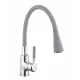Invena HULA konyhai csaptelep, álló, flexibilis kifolyócsővel, 2 funkciós zuhanyfej, szürke-króm
