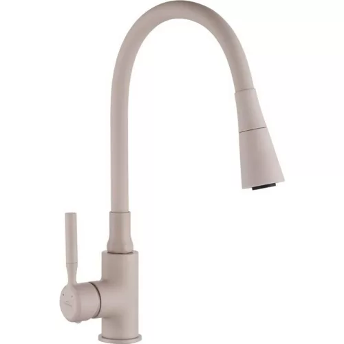 Invena HULA PLUS konyhai csaptelep, álló, flexibilis kifolyócsővel, 2 funkciós zuhanyfej, bézs