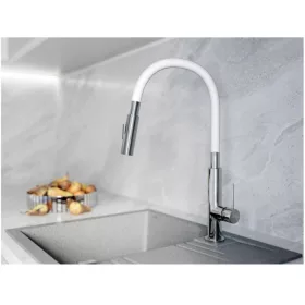   Ferro Zumba Slim 2F konyhai csaptelep, 2 funkciós elasztikus fehér kifolyóval BZA43W