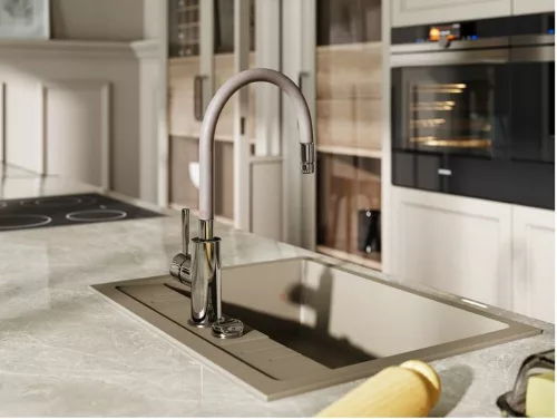 Ferro Zumba konyhai csaptelep elasztikus BÉZS kifolyóval BZA4P