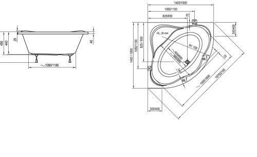 Ravak kád New Day 140 sarokkád