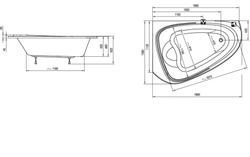 Ravak kád LoveStory II B sarokkád