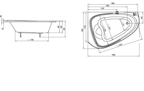 Ravak kád LoveStory II J sarokkád