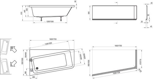 Ravak 10° aszimmetrikus kád Balos 170 x 100 cm C811000000