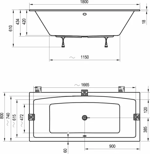 Ravak FORMY 02 SLIM kád 180x80cm