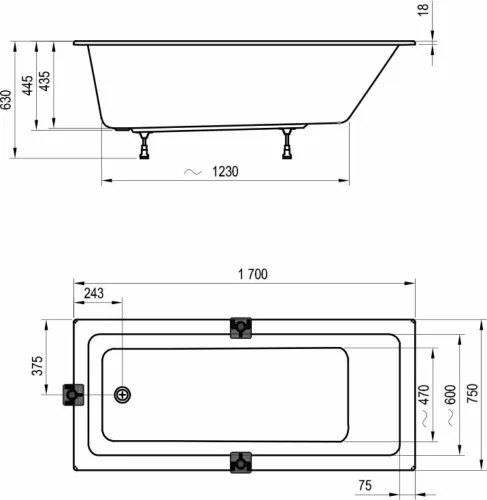 Ravak 10° Slim kád 170x75cm