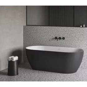   Ravak FREEDOM O TEC szabadonálló kád 170x77cm matt fekete, króm lefolyóval