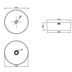   Invena KETO mosdókagyló, kerek, asztali, átmérő 42 cm, fehér
