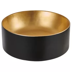   Invena KETO mosdókagyló, kerek, asztali, átmérő 42 cm, fekete-arany, PVD/Waterplating