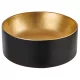 Invena KETO mosdókagyló, kerek, asztali, átmérő 42 cm, fekete-arany, PVD/Waterplating