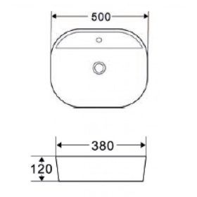 Invena HALIA mosdókagyló, ovális, asztali, 50 cm, fehér