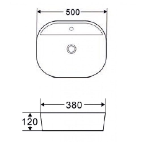 Invena HALIA mosdókagyló, ovális, asztali, 50 cm, fehér