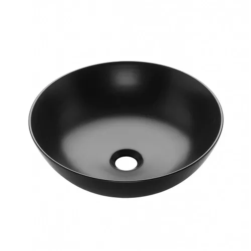 Invena DOKOS mosdókagyló, kerek, asztali, 39,5 cm, fél-matt, fekete