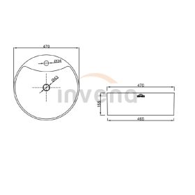 Invena RONDI mosdókagyló, kerek, asztali, 47 cm, fehér
