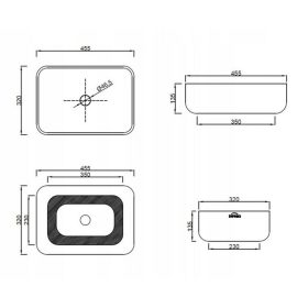 Invena WESTA mosdókagyló, asztali, 45 cm, fehér