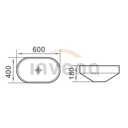 Invena NIKE mosdókagyló, ovális, süllyesztett, 60 cm, fehér
