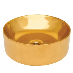   Invena KOS mosdókagyló, kerek, asztali, átmérő 42 cm, fényes, arany, PVD/Waterplating
