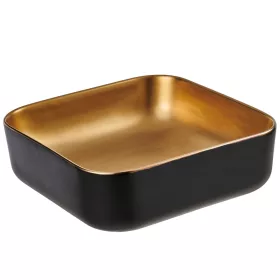   Invena MALAGA mosdókagyló, négyszögletű, asztali, 39 cm, fekete-arany, PVD/Waterplating