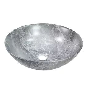   Invena TINOS mosdókagyló, kerek, asztali, átmérő 39,5 cm, márvány hatású, szürke