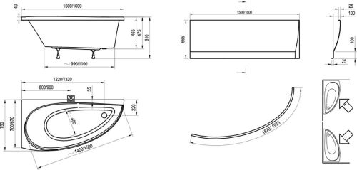 Ravak kád Avocado 160 x 75 B