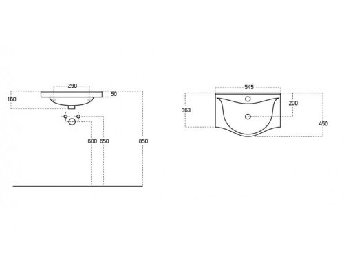 Viva Style EKONOMIK 55 lábon álló 2 ajtós fürdőszobabútor, Sanovit Albatros 10055 mosdókagylóval 55 cm