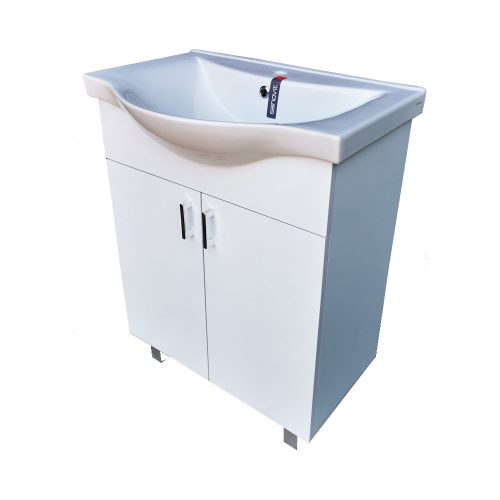 Viva Style EKONOMIK 65 lábon álló 2 ajtós fürdőszobabútor, Sanovit Albatros 10065 mosdókagylóval 65 cm