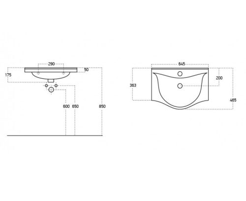Viva Style EKONOMIK 65 lábon álló 2 ajtós fürdőszobabútor, Sanovit Albatros 10065 mosdókagylóval 65 cm