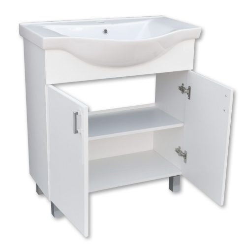 Viva Style EKONOMIK 75 lábon álló 2 ajtós fürdőszobabútor, Sanovit Albatros 10075 mosdókagylóval 75 cm