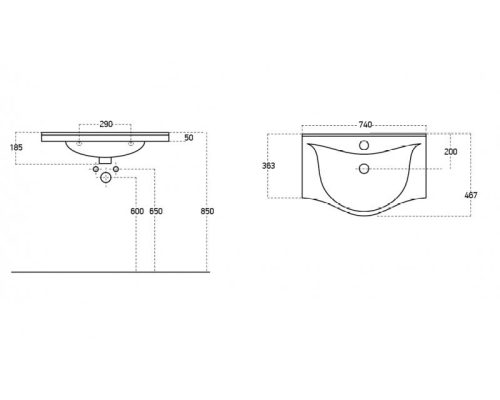 Viva Style EKONOMIK 75 lábon álló 2 ajtós fürdőszobabútor, Sanovit Albatros 10075 mosdókagylóval 75 cm