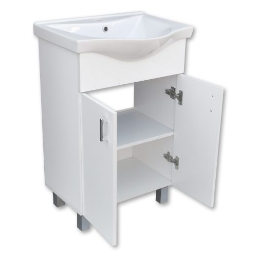 Viva Style EKONOMIK 45 lábon álló 2 ajtós fürdőszobabútor, Sanovit Zenon 6045 mosdókagylóval 45 cm