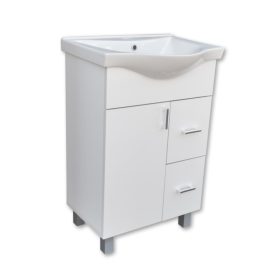   Viva Style BIANKA 55 lábon álló fürdőszobabútor 2 fiókos, Sanovit Albatros 10055 mosdókagylóval 55 cm
