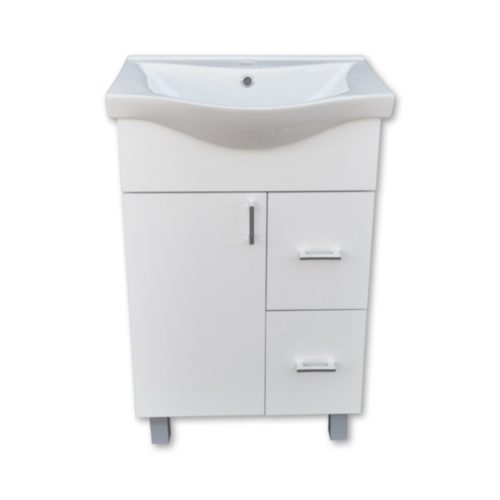 Viva Style BIANKA 55 lábon álló fürdőszobabútor 2 fiókos, Sanovit Albatros 10055 mosdókagylóval 55 cm