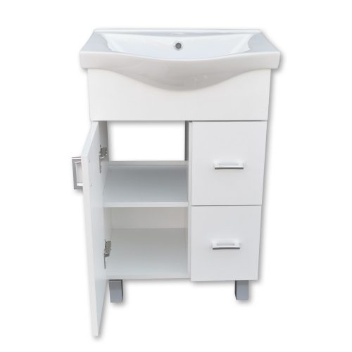 Viva Style BIANKA 55 lábon álló fürdőszobabútor 2 fiókos, Sanovit Albatros 10055 mosdókagylóval 55 cm