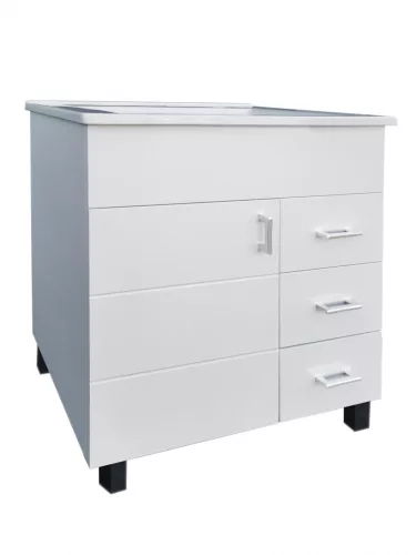 Viva Style KARINA 85 lábon álló fürdőszobabútor 3 fiókos, Sanovit Atria 9085 mosdókagylóval 85 cm