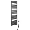 Sapho/Aqualine TONDI-E elektromos fürdőszobai radiátor fűtőpatronnal egyenes 450x1690mm 600W matt fekete
