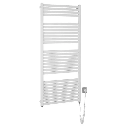 Sapho/Aqualine TONDI-E elektromos fürdőszobai radiátor fűtőpatronnal egyenes 600x1330mm 600W fehér