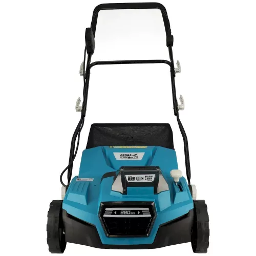 Dedra akkumulátoros gyepszellőztető 2x18V, munkaszélesség 38cm, akku nélkül, 45 l-es kosár