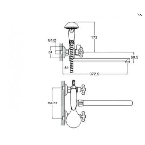 Zegor fali kmt csaptelep zuhanyszettel, csillag fogantyús